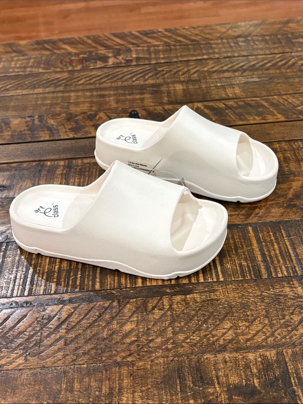 art class White Platform Slide Sandals for girls